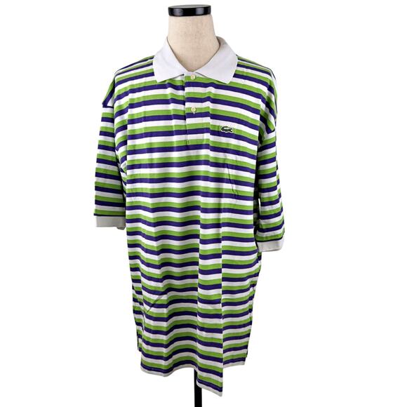 Lacoste Polo with Green and Blue Stripes - Picture 2 of 8